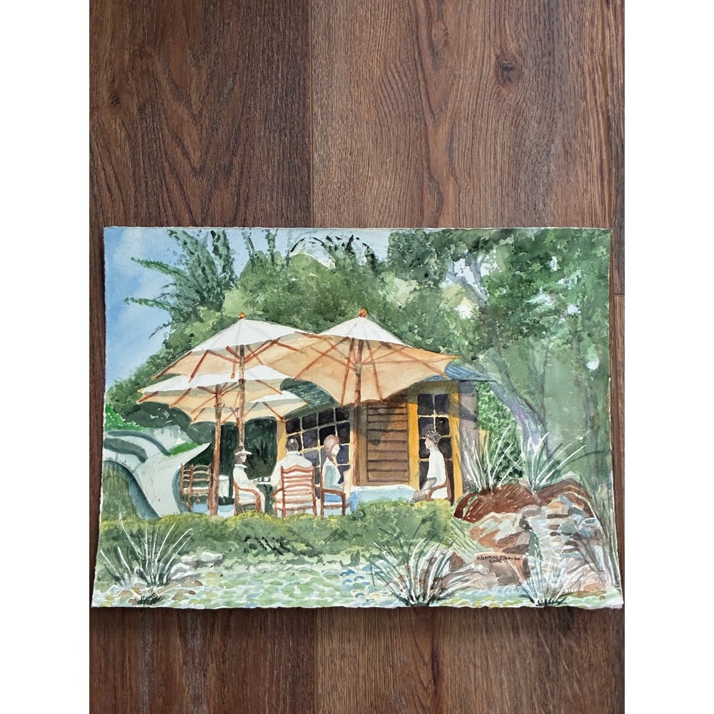 Cal-a-Vie Spa Southern CA 2006 Warren C Plauche Original Watercolor Painting